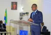 Sosthène Nguema Nguema présentant la nouvelle feuille de route du secteur pétrolier à Port-Gentil.