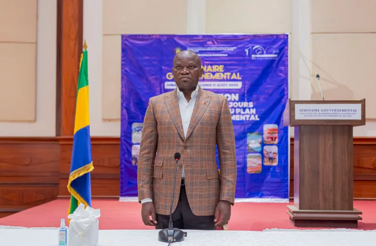Le président Brice Clotaire Oligui Nguema lors de l'ouverture du séminaire stratégique de deux jours d'évaluation des 100 premiers jours et la relance du Plan d’Action 2025–2032.