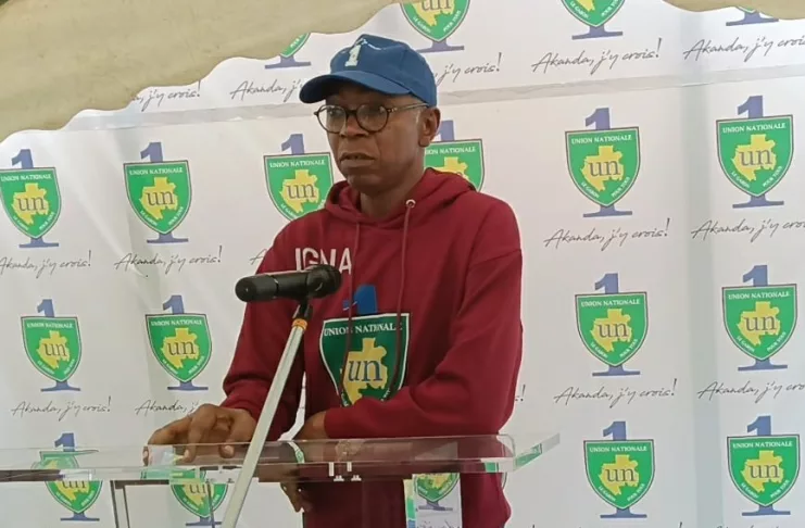 Jean Gaspard Ntoutoume Ayi lors de sa sortie ce 29 septembre à Akanda.