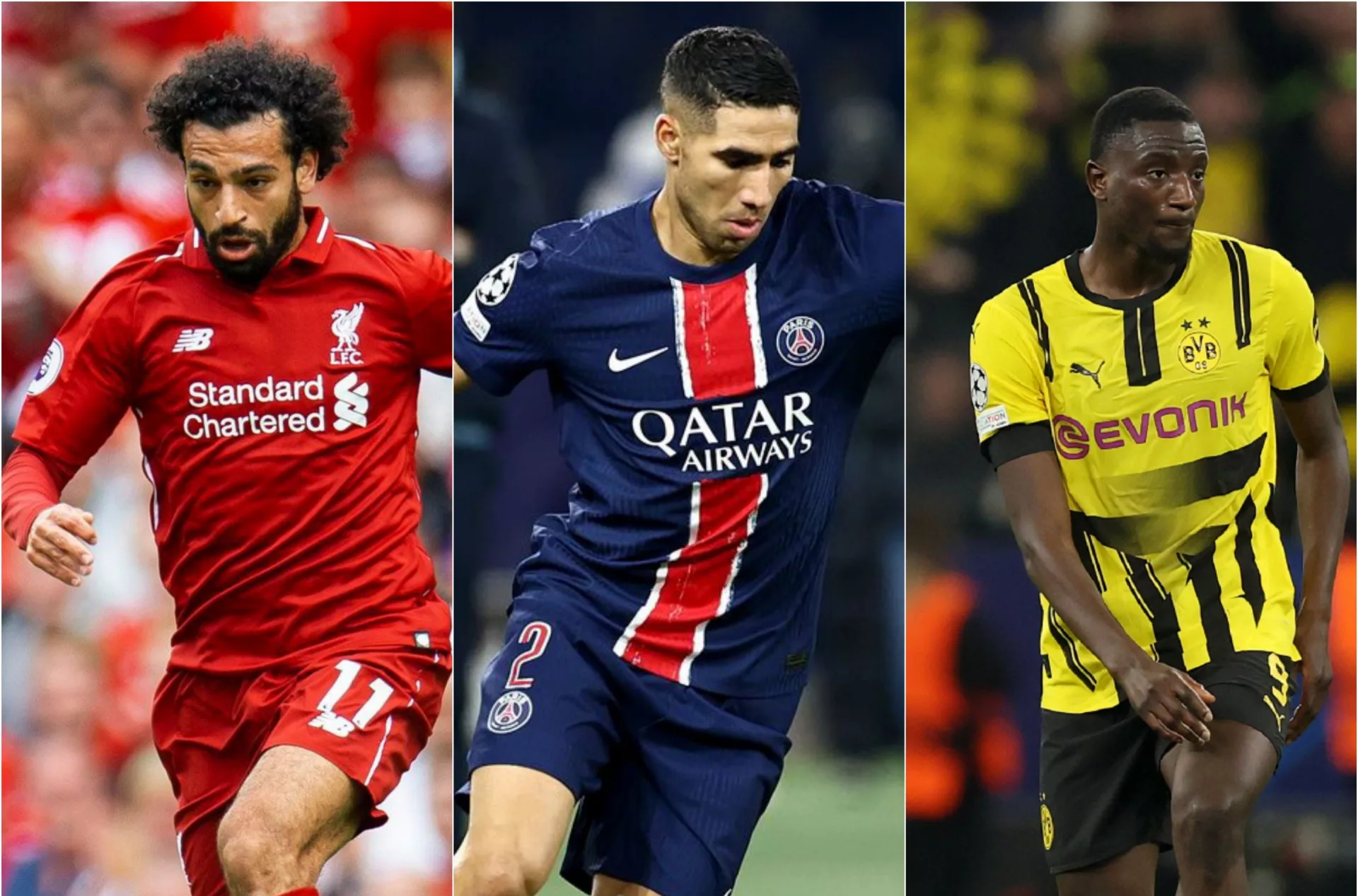 Mohamed Salah, Achraf Hakimi et Serhou Guirassy : trois des meilleurs joueurs africains du moment, tous présents dans le top 30 du Ballon d'or 2025.