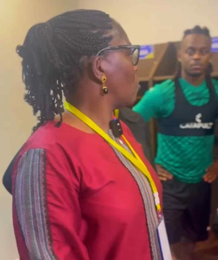 La ministre des Sports s'adressant aux Panthères du Gabon.