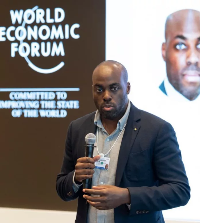 Mark Alexandre Doumba lors du Sommet annuel du World Economic Forum à Genève.