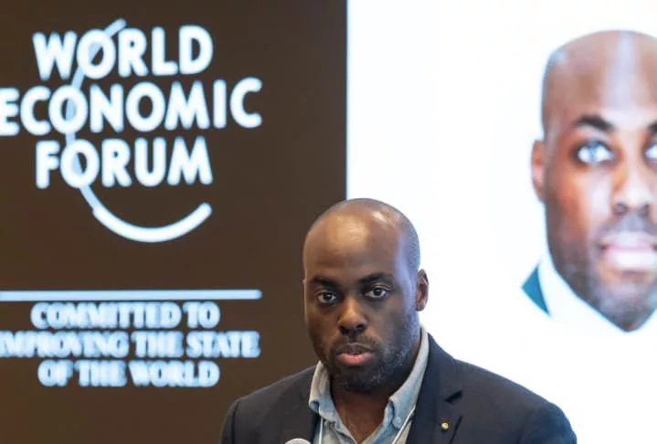 Mark Alexandre Doumba lors du Sommet annuel du World Economic Forum à Genève.