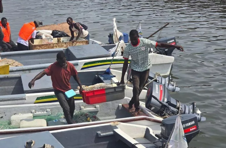 Les pêcheurs artisanaux débarquent leur prise du jour.