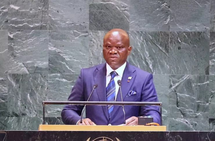 Oligui Nguema à la tribune de la 80ᵉ session de l'Assemblée générale de l'ONU, où il a présenté le succès de la transition gabonaise et plaidé pour une nouvelle justice économique africaine.
