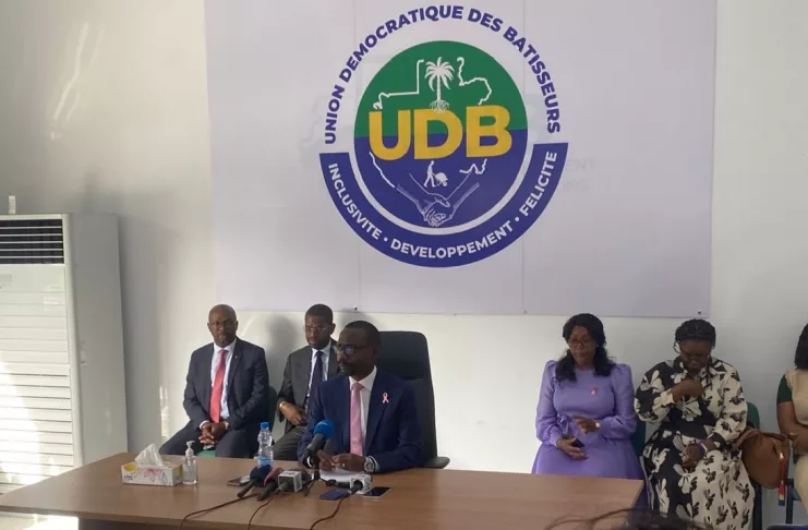 Mays Mouissi et d'autres membres de l'UDB lors du point de presse de ce 2 octobre.