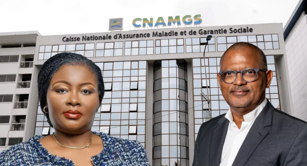 Guerre de pouvoir à la CNAMGS. Le siège de l'institution pris en otage par le bras de fer entre le PCA, Alain Claude Kouakoua (à droite), et la DG suspendue, Nadia Christelle Koye (à gauche).