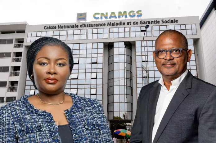 Guerre de pouvoir à la CNAMGS. Le siège de l'institution pris en otage par le bras de fer entre le PCA, Alain Claude Kouakoua (à droite), et la DG suspendue, Nadia Christelle Koye (à gauche).