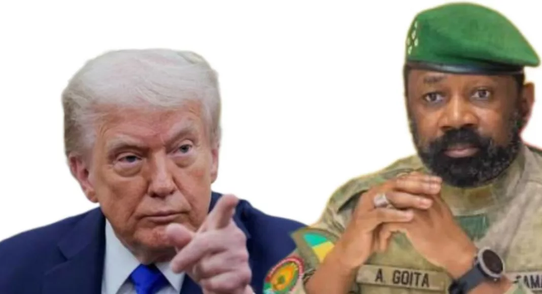 Les Présidents américain, Donald Trump, et malien, Assimi Goïta. En réponse à la mesure de caution de visa américaine, Bamako a instauré une stricte réciprocité,