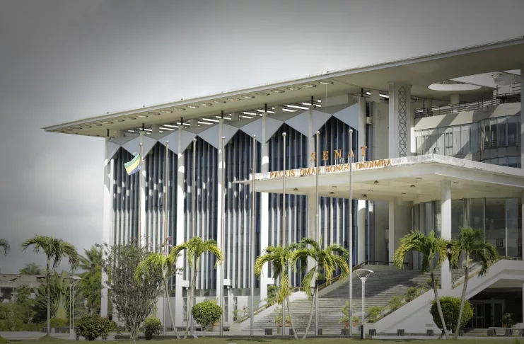 Palais Omar Bongo, siège du Sénat. Le dépôt des candidatures pour l'élection des futurs 70 sénateurs est ouvert du 20 au 22 octobre 2025.