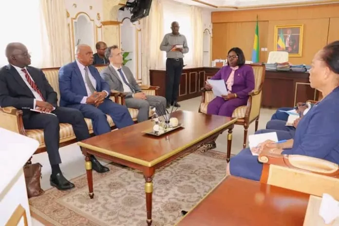 La ministre Odette Polo épouse Pandzou lors de l’audience avec la délégation de la BAD conduite par Vincent Castel au ministère de l’Agriculture.