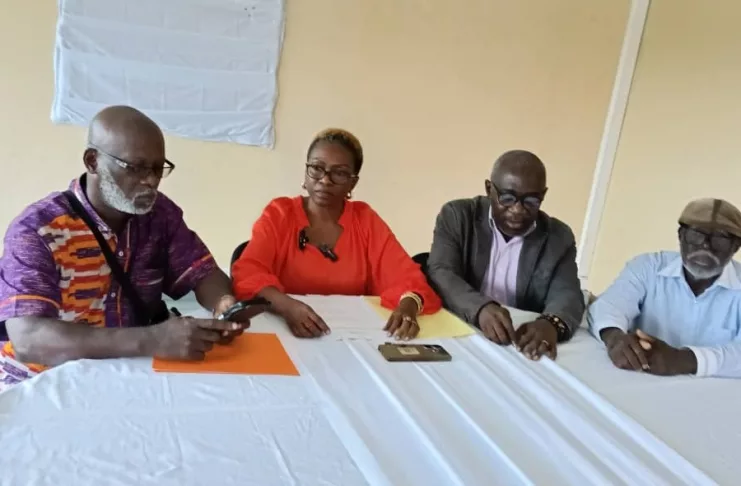 Les membres de SNEC-INSG lors de leur point de presse.