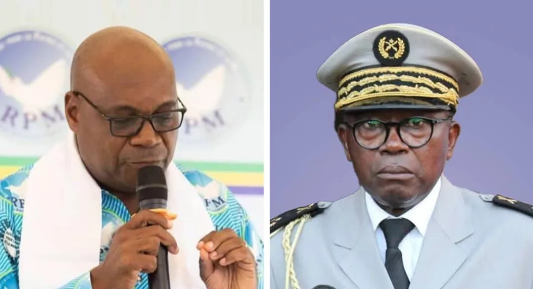 Célestin Boundjanga (RPM), à gauche, l'artisan de la victoire surprise avec 20 voix. À droite, le Général Flavien Nzengui Nzoundou (UDB/PDG), terrassé malgré le soutien présumé de 31 conseillers.