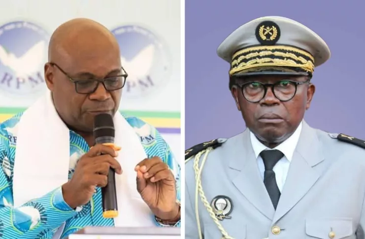 Célestin Boundjanga (RPM), à gauche, l'artisan de la victoire surprise avec 20 voix. À droite, le Général Flavien Nzengui Nzoundou (UDB/PDG), terrassé malgré le soutien présumé de 31 conseillers.