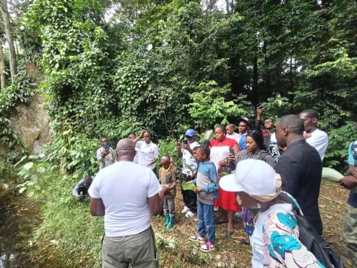 Les participants attentifs aux explications du guide.