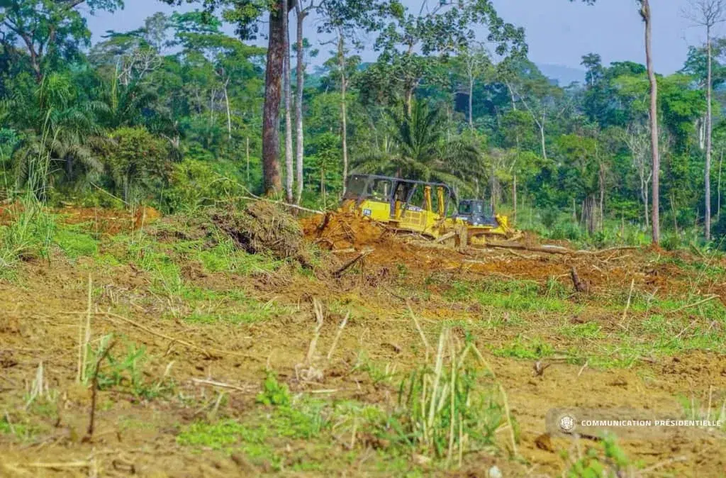 Brice Clotaire Oligui Nguema inspecte les chantiers prioritaires du Woleu-Ntem 2 Ce site accueillera plusieurs infrastructures à vocation économique et sociale.