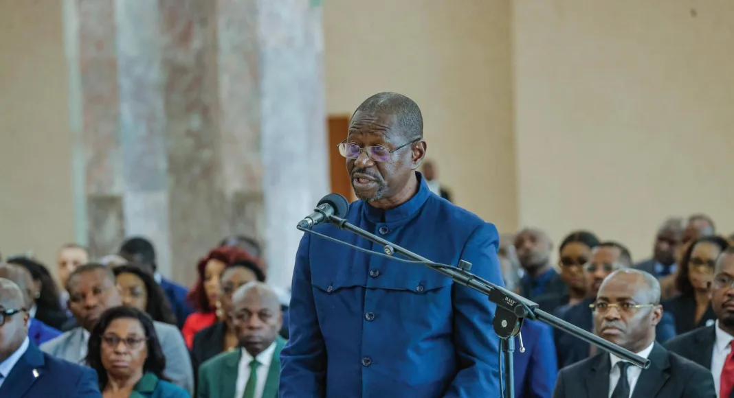 Désiré Ename, patron de presse et porte-parole de la corporation, lors de son allocution solennelle. Devant le Chef de l'État, il a rappelé que la presse demeure « l'oxygène » indispensable à la vitalité de la démocratie gabonaise