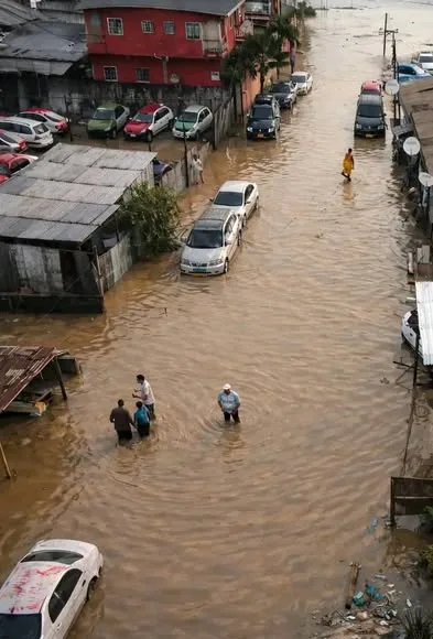 Une vue des dégâts après la pluie.