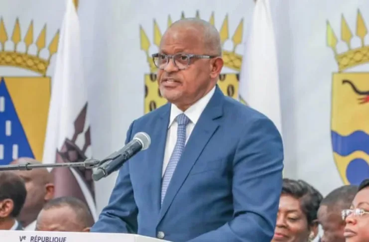 Alain-Claude Kouakoua, président de la Fédération des entreprises du Gabon (FEG), lors de son allocution de vœux au couple présidentiel le 8 janvier 2026 à Libreville