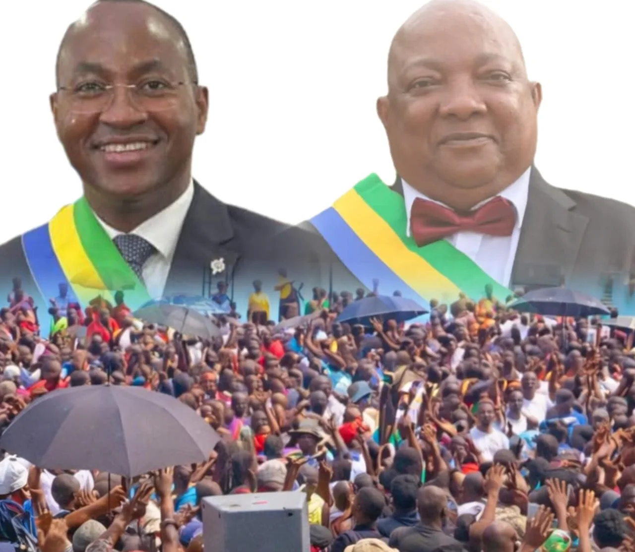 Tandis que le Vénérable Jean Bosco Ndjounga (à gauche) exige le respect de la séparation des pouvoirs, Georges Mpaga (à droite) tente une médiation de terrain auprès des enseignants grévistes (en bas). Un activisme jugé hors cadre par son collègue, alors que le front social reste inflexible.