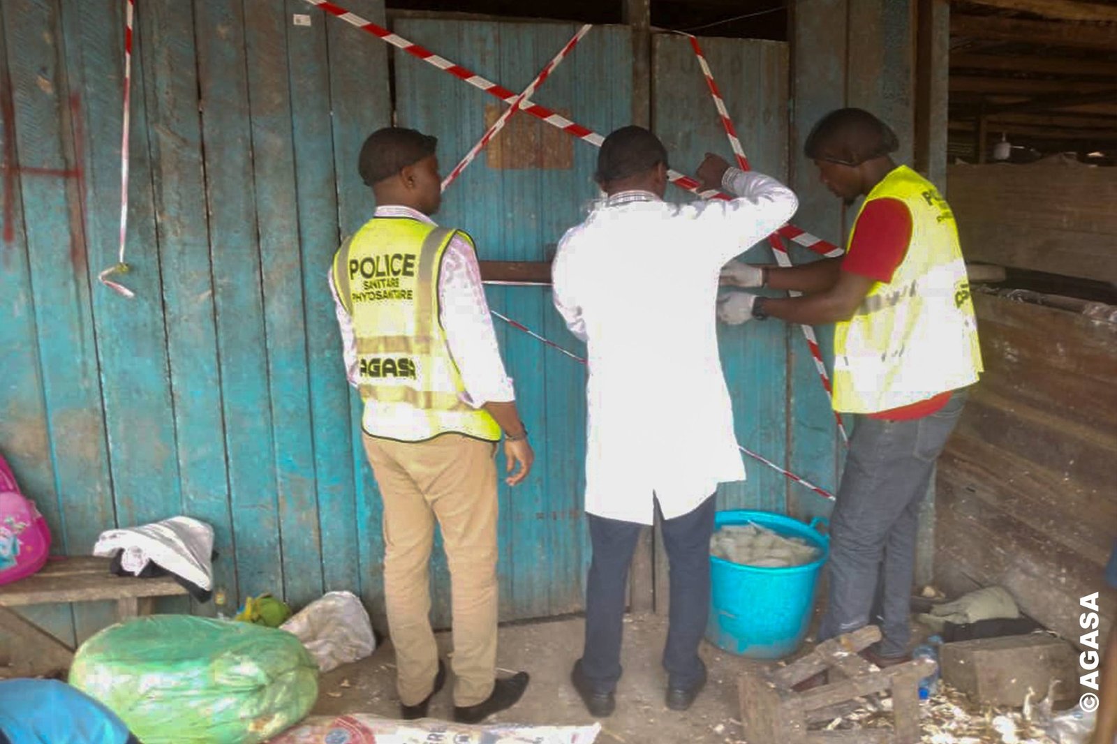 Les agents de l'AGASA en action à Essassa dans la commune de Ntoum.