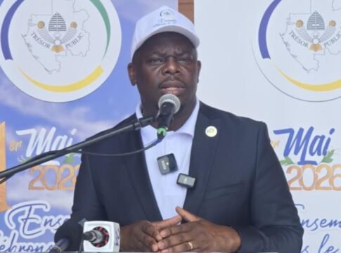 Steeven Luther Abouna Yangui, Directeur général de la Comptabilité publique et du Trésor, lors de son allocution du 1er mai 2026.