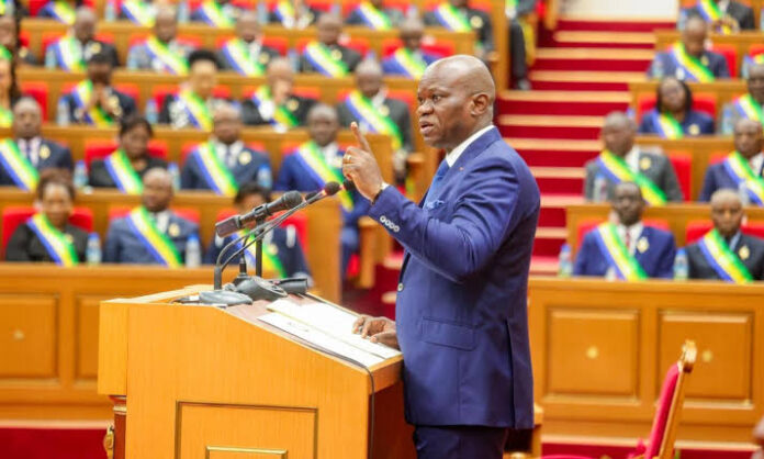 Le président Brice Oligui Nguema lors de son discours.