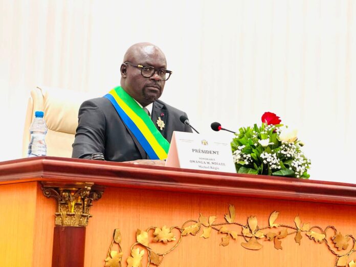 Régis Onanga Diaye, le président de l'Assemblée Nationale lors de la rentrée parlementaire ce mardi 1er septembre.